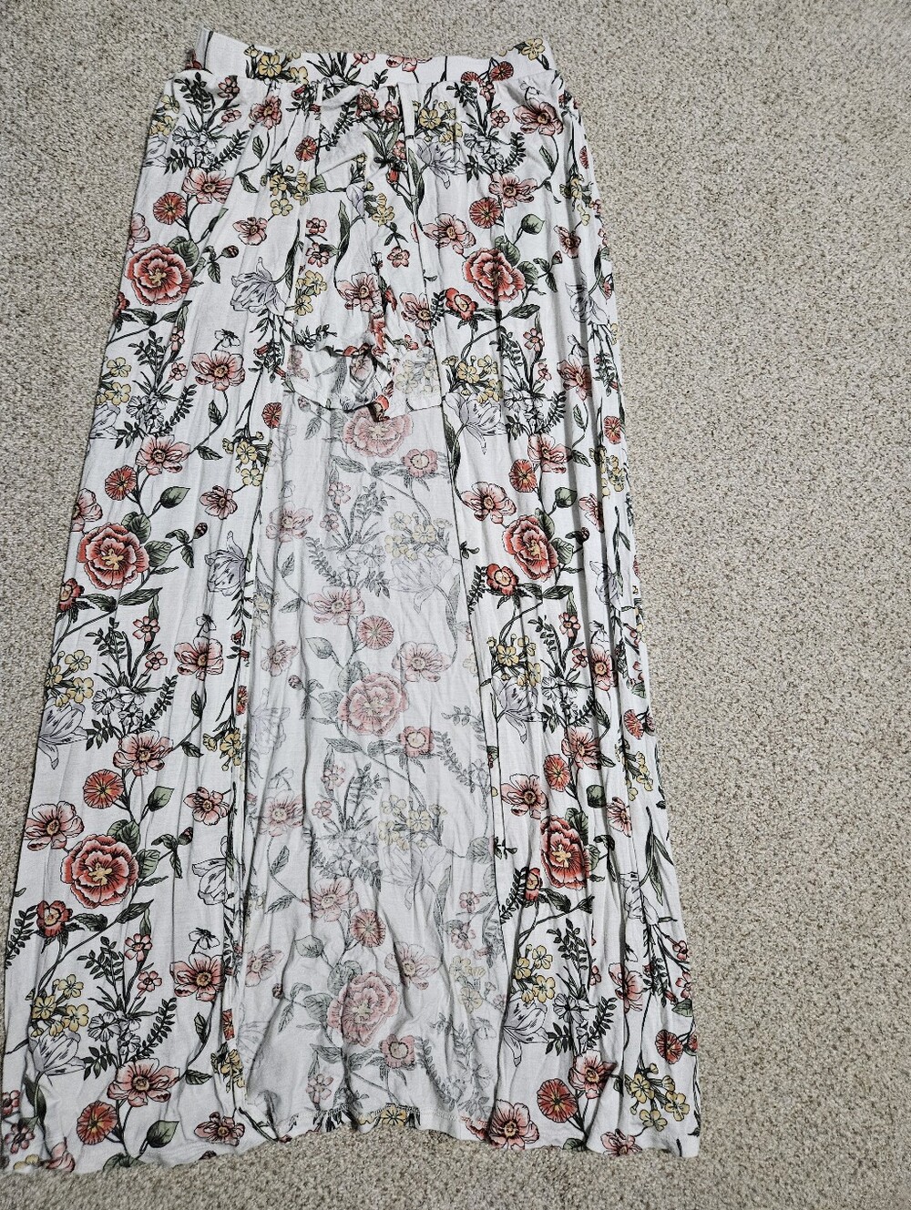 Joe Benbasset XL Floral Maxi Skirt Boho Cottagecore Wrap Slit White Pink